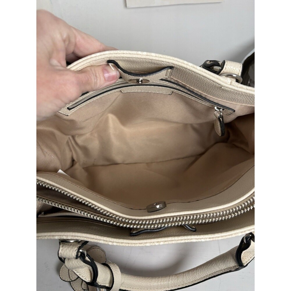 Dana Buchman Ivory Floral Satchel Handbag Purse Faux Leather Medium Spring Style - Picture 6 of 7